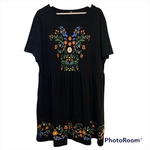 Shein curve 4XL cotton blend high waisted printed babydoll flowy dress floral